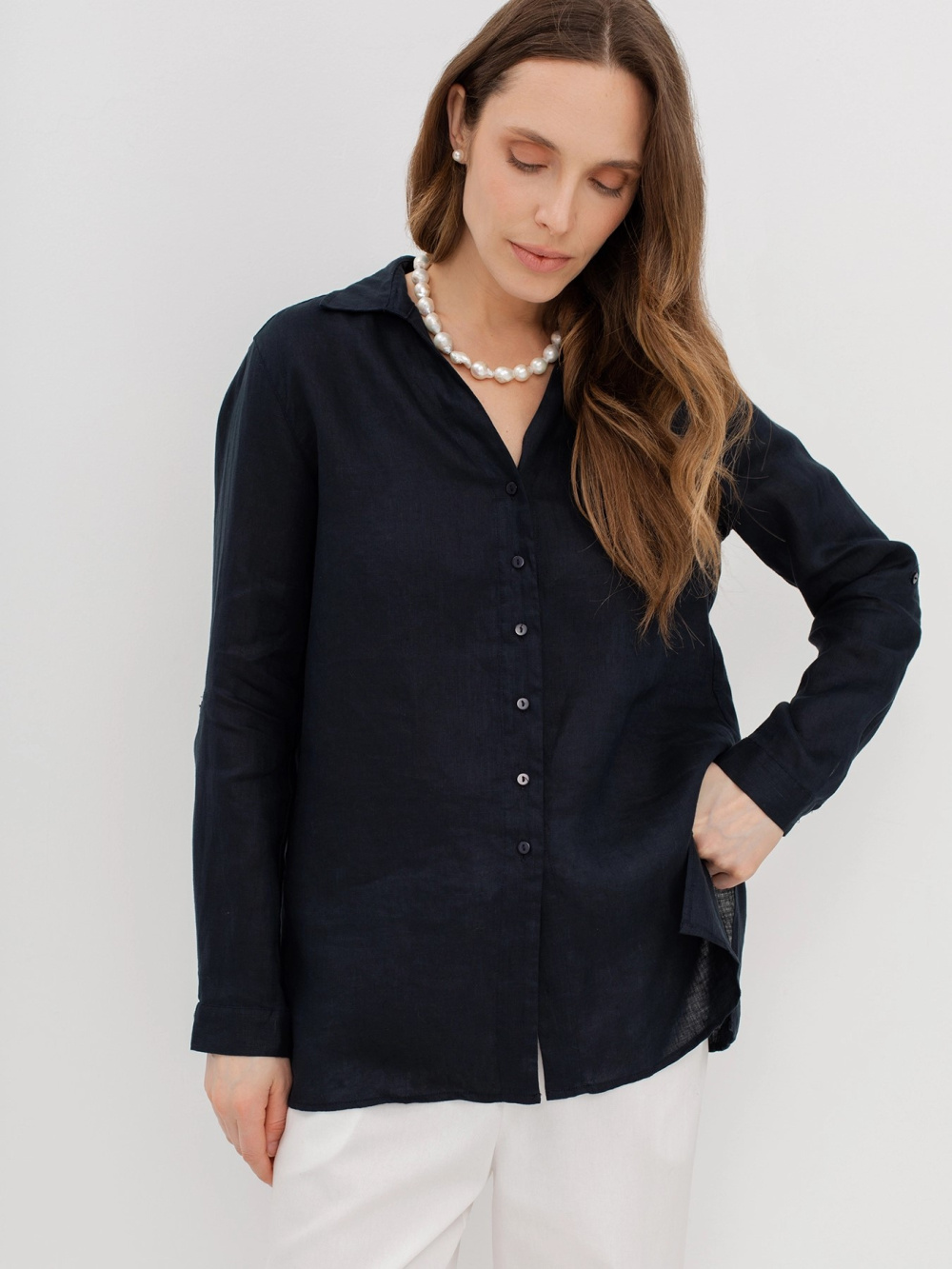 блузка женская из 100% льна (рубашка) bulmer 4245356/64