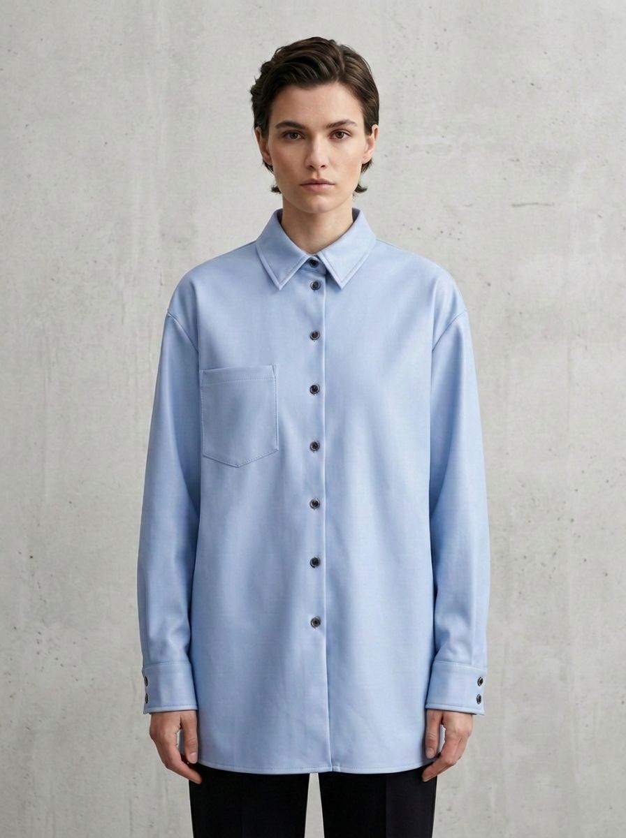 рубашка из экокожи moretti 017 голубой