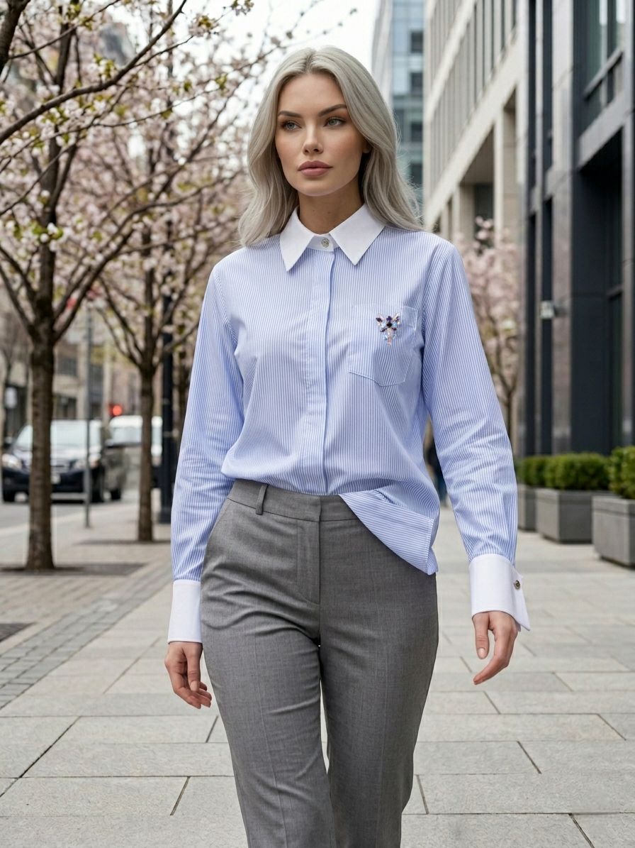 блуза (рубашка) franco vello 2746-124/24-01 sielo sereno-302